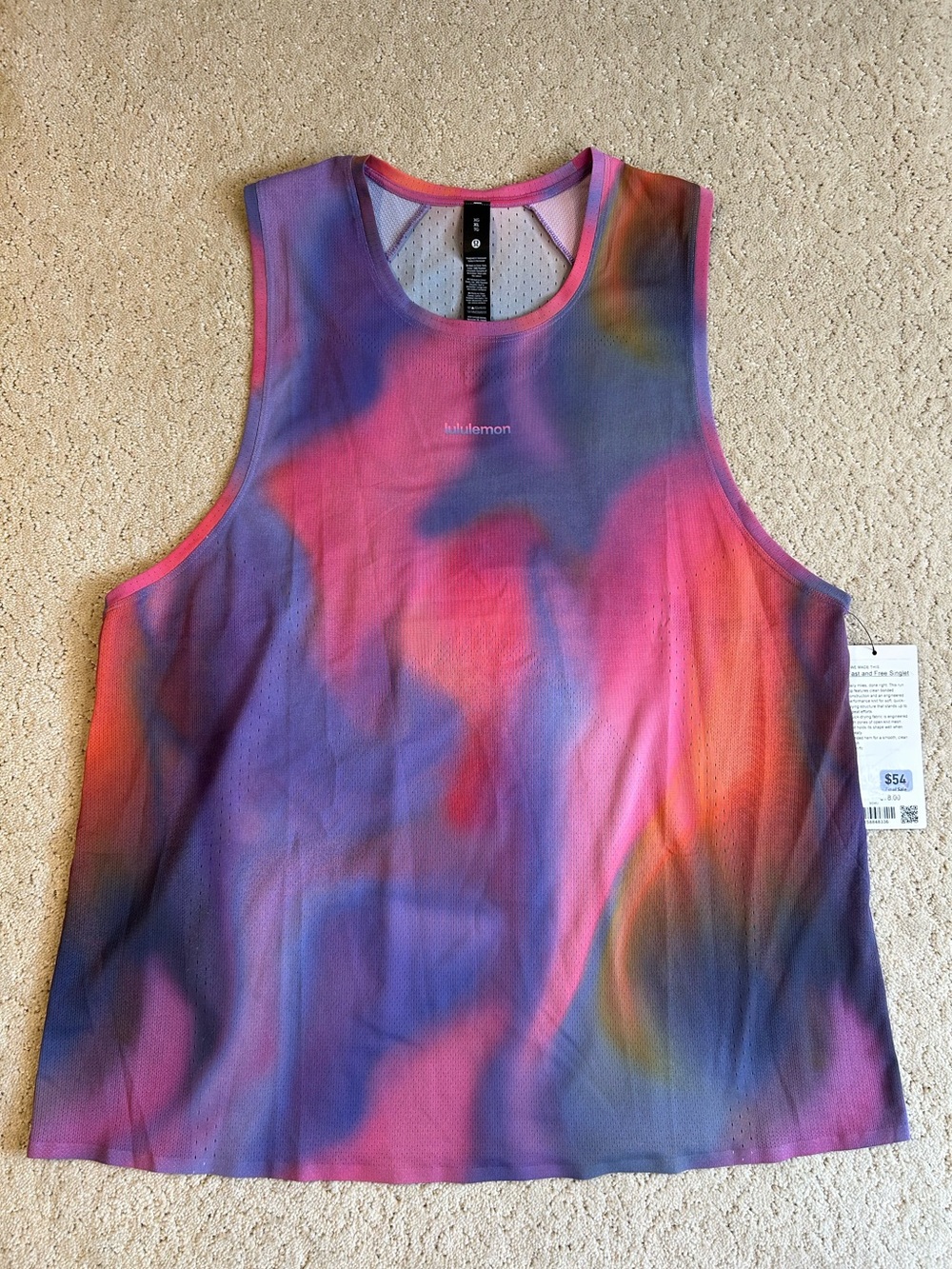 NWT Men’s Lululemon Fast and Free Singlet Race Length Speed Glow Multi XL